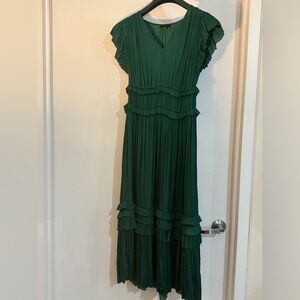 Anthropology - Current Air Los Angeles - Hunter Green Ruffle Dress - Women’s XS